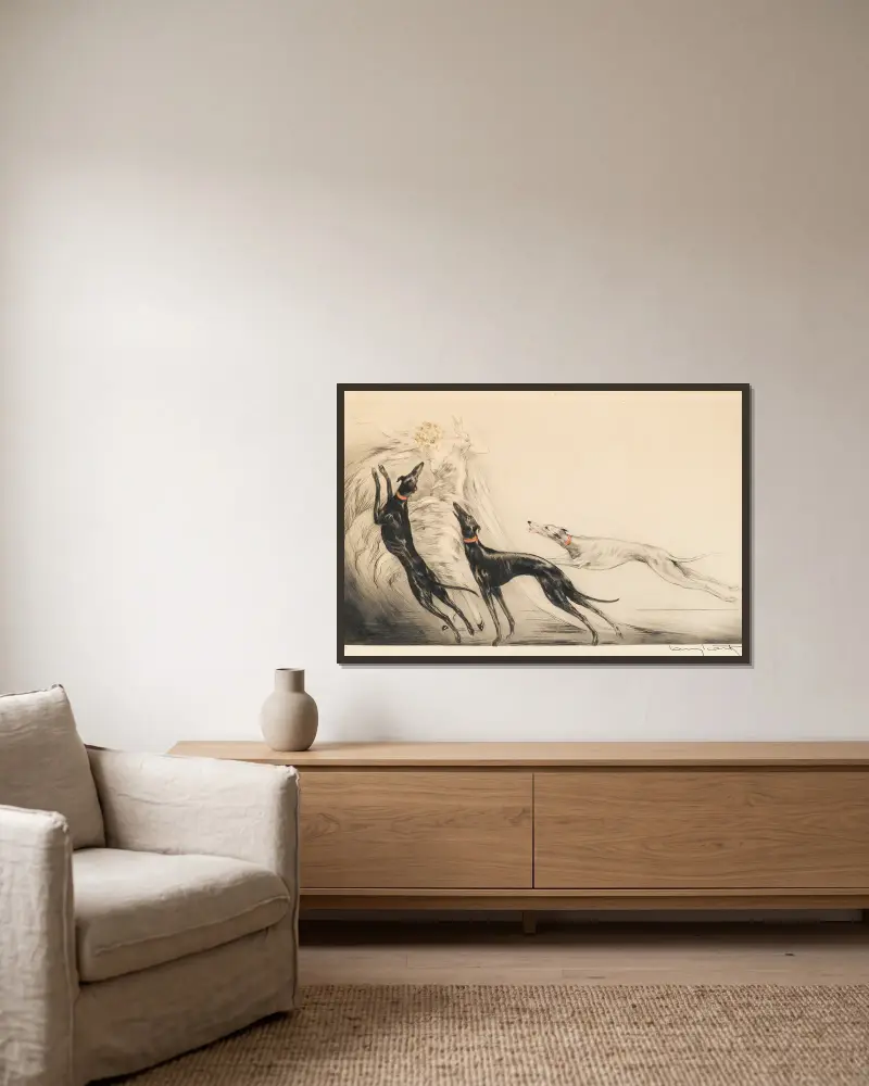 Coursing II, Louis Icart v rámu na stěně