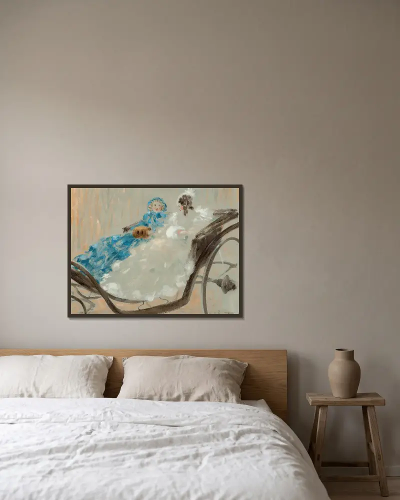 En calèche (in Versailles) von Louis Icart gerahmt an einer Wand