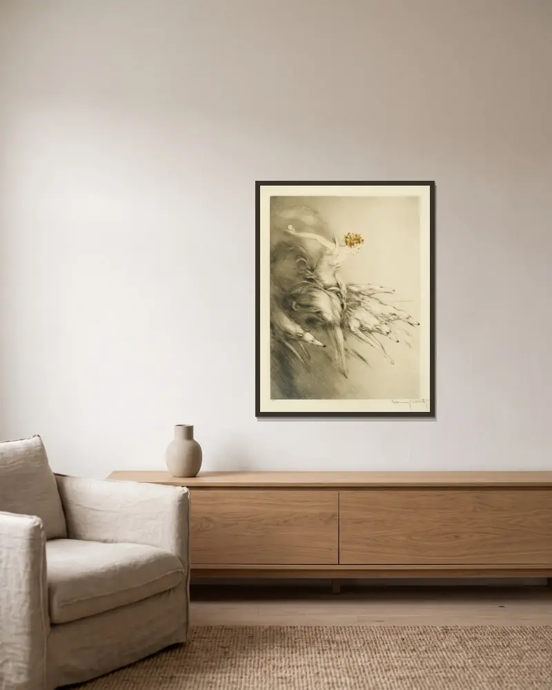 Zest von Louis Icart gerahmt an einer Wand