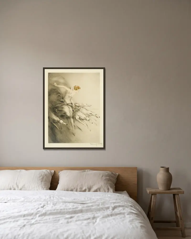 Zest von Louis Icart gerahmt an einer Wand