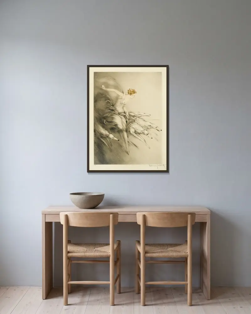 Zest von Louis Icart gerahmt an einer Wand