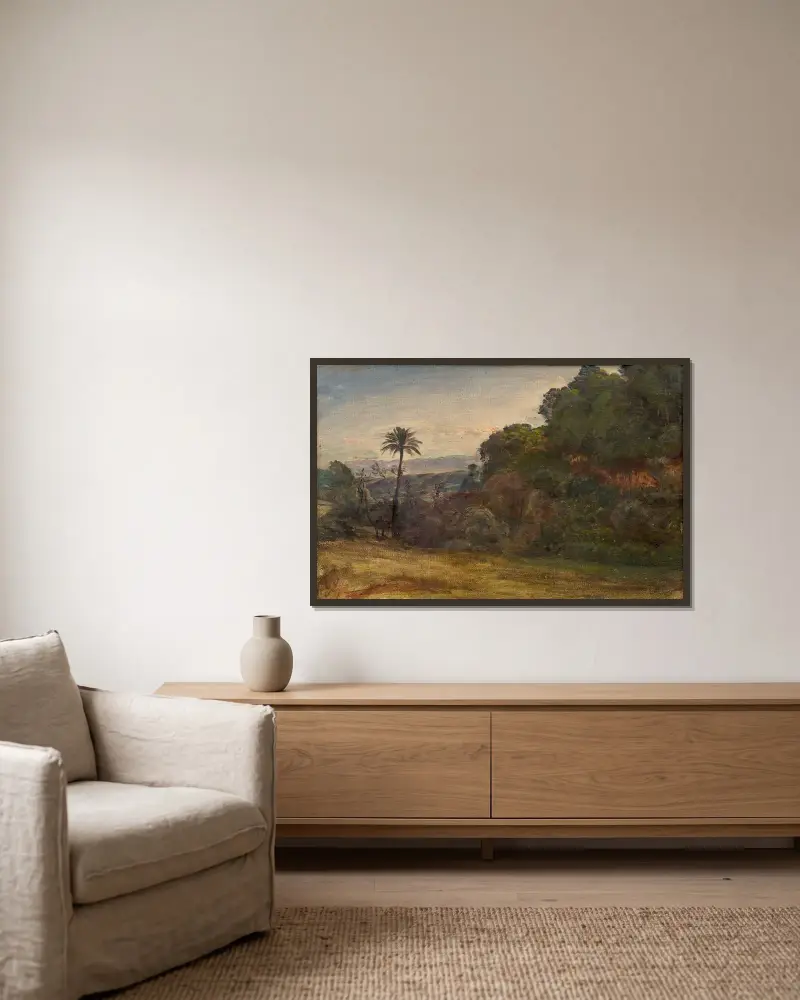 Landschaft aus der Umgebung von Algier von Louis Janmot gerahmt an einer Wand