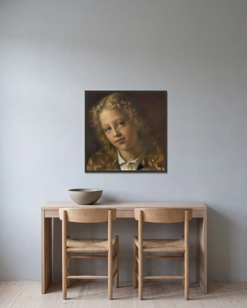 Portrait of a young blonde girl av Louis Janmot inramad på en vägg
