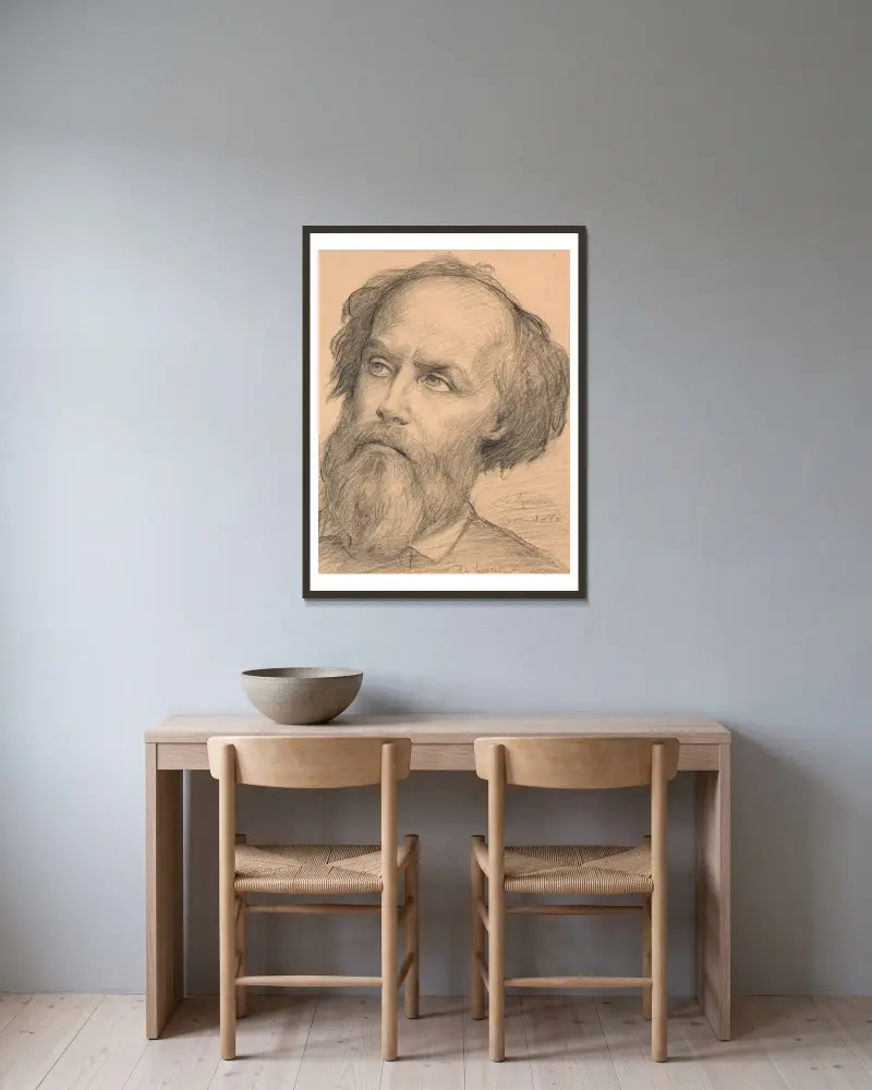 Study for the portrait of Victor de Laprade av Louis Janmot inramad på en vägg