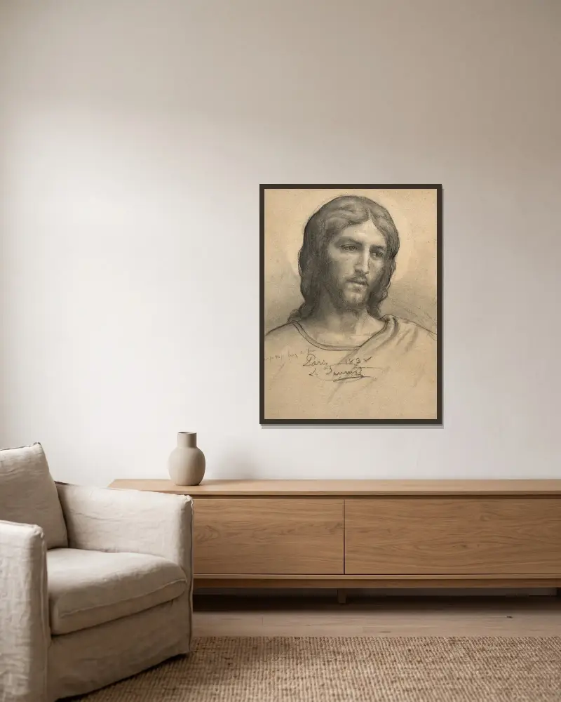 Study of Christ av Louis Janmot inramad på en vägg