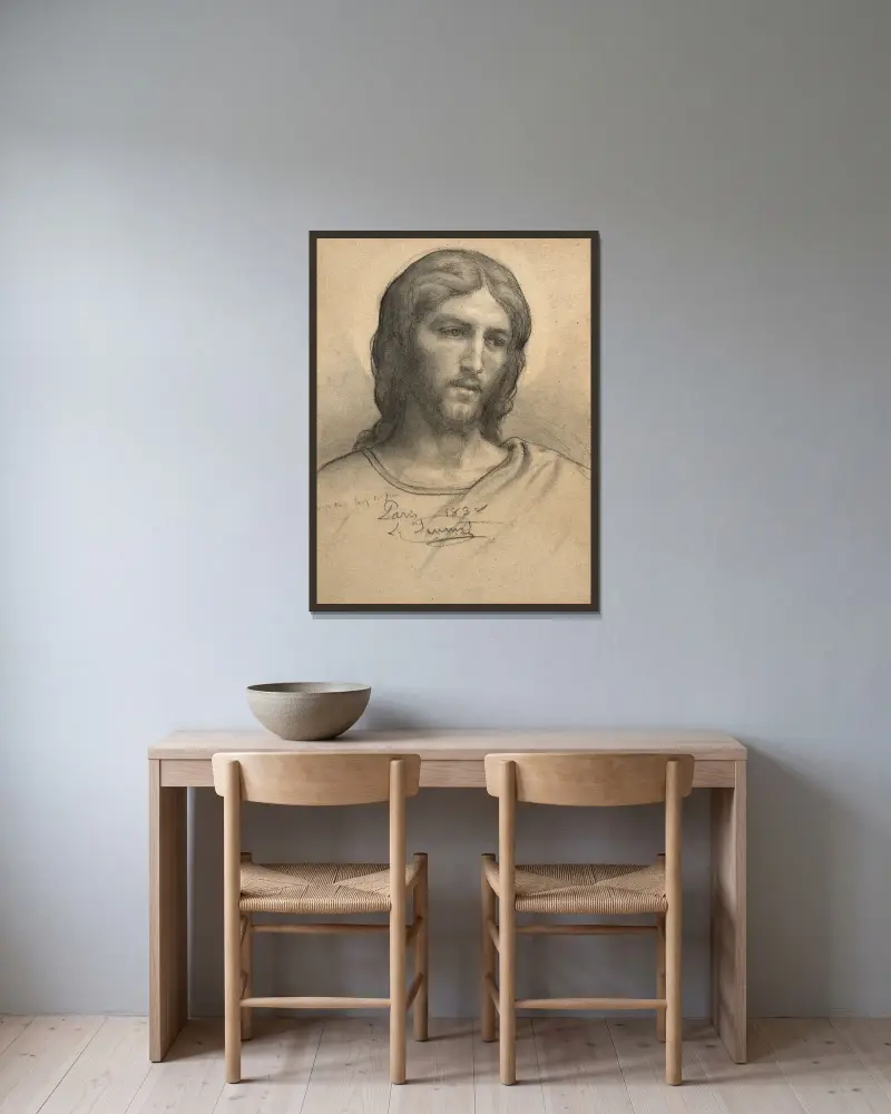 Study of Christ av Louis Janmot inramad på en vägg
