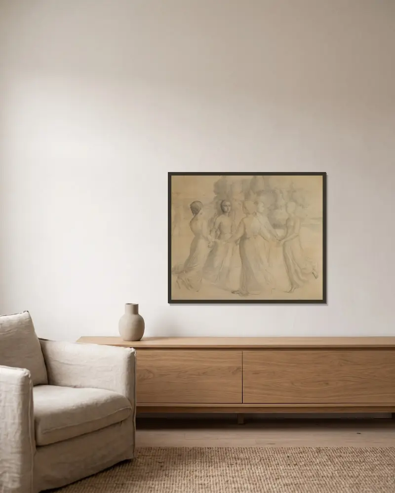 Der Reigen von Louis Janmot gerahmt an einer Wand