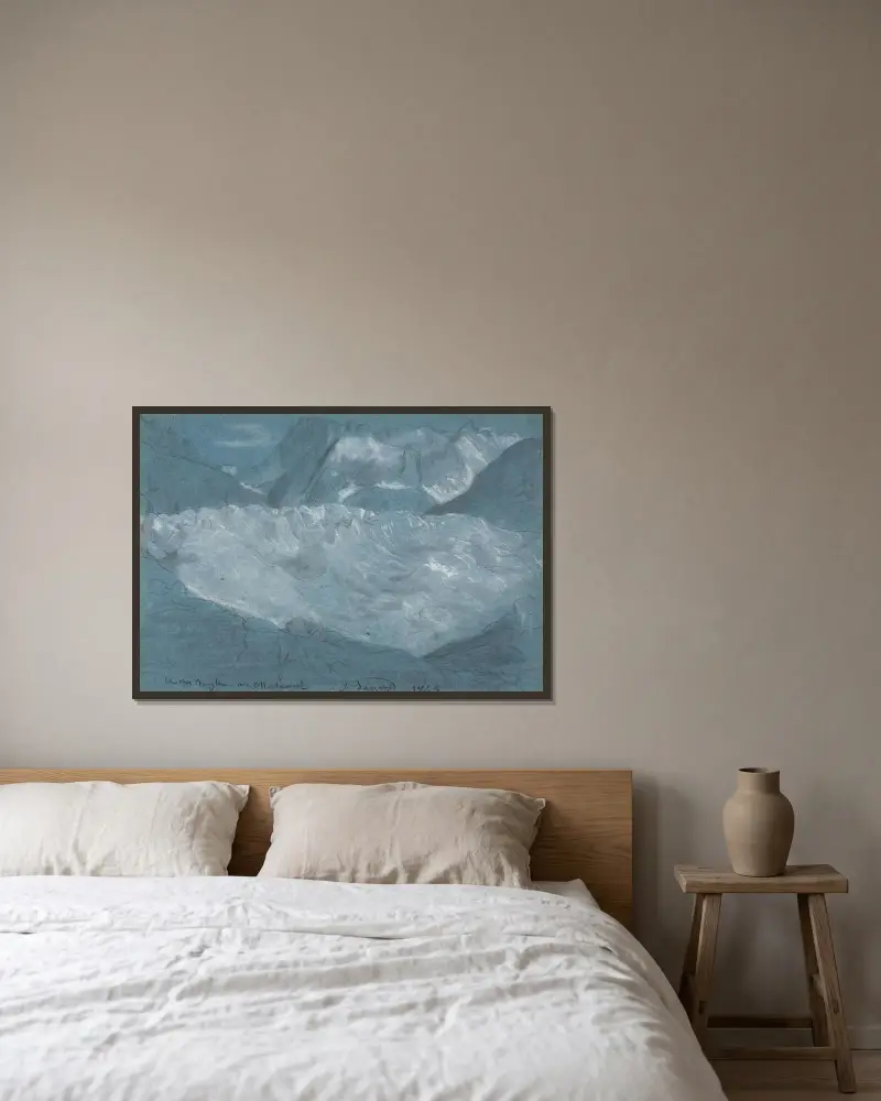Havet av is vid Montenvers, Chamonix av Louis Janmot inramad på en vägg