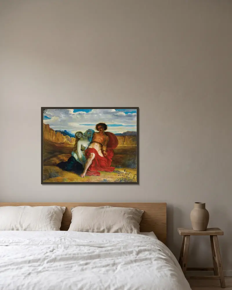 Mezences plågor av Louis Janmot inramad på en vägg