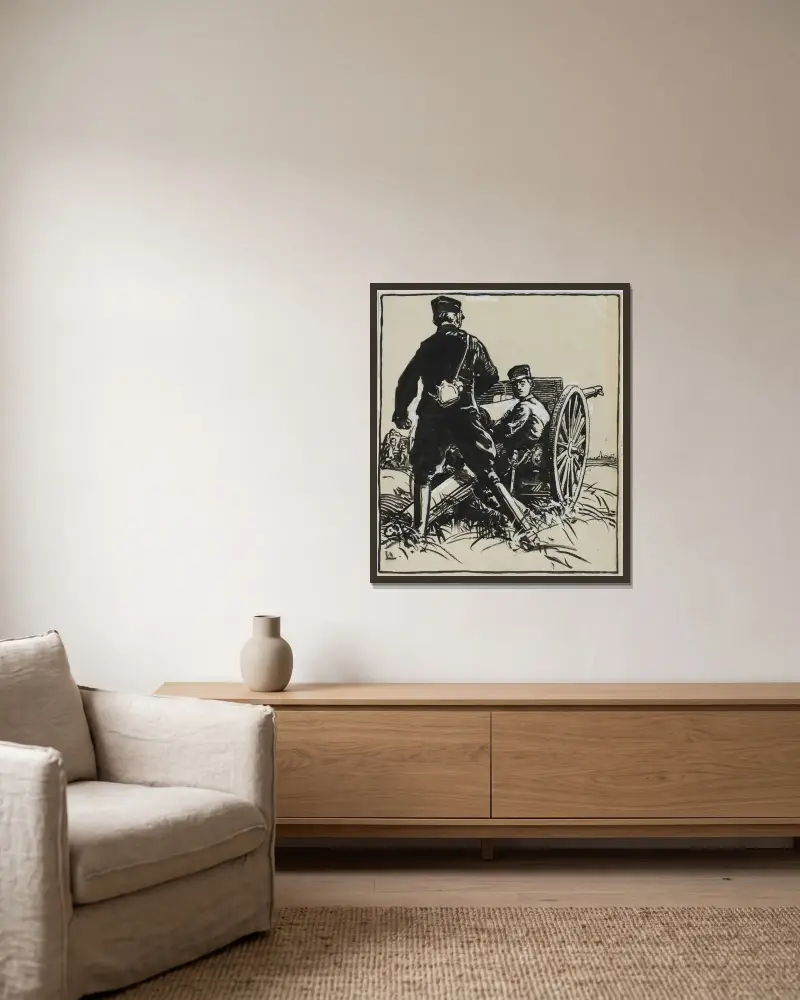 Artillelurs belges av Auguste Louis Lepère inramad på en vägg