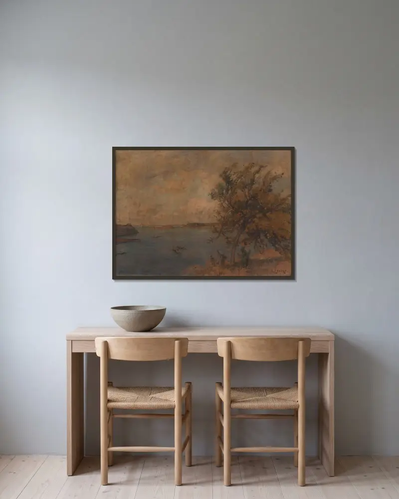 Vid havet av Auguste Louis Lepère inramad på en vägg