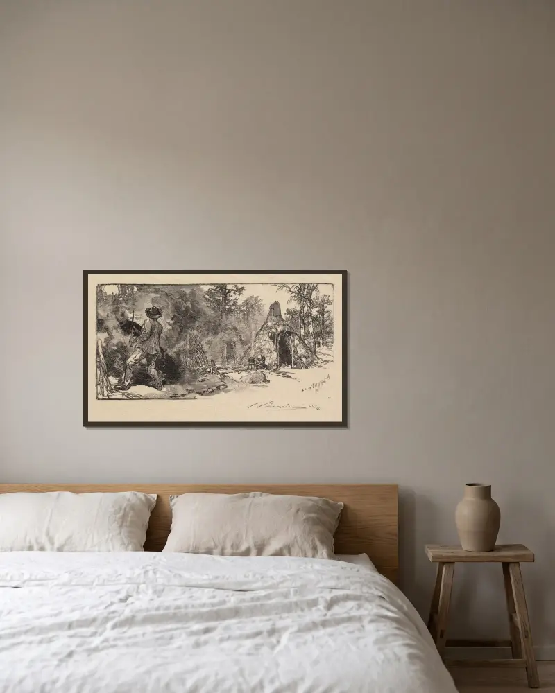 Kohlenmänner von Auguste Louis Lepère gerahmt an einer Wand