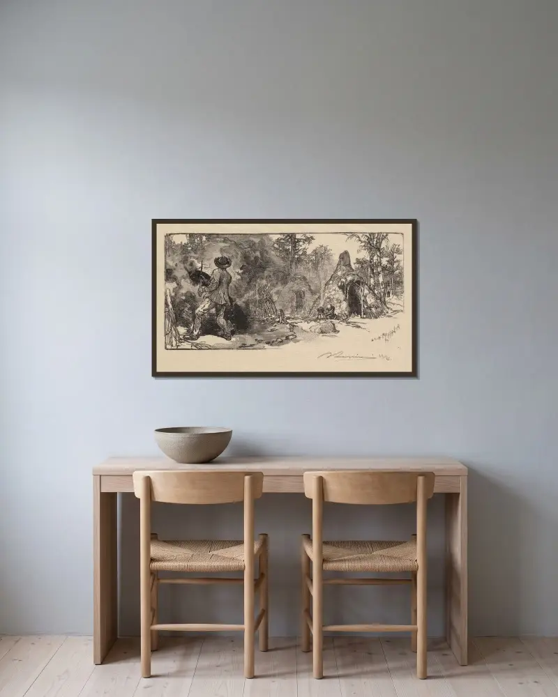 Kohlenmänner von Auguste Louis Lepère gerahmt an einer Wand
