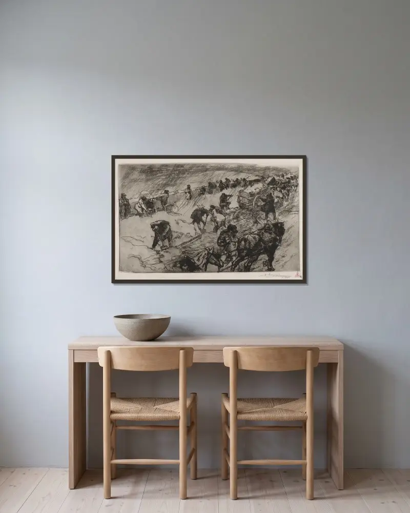 Strid i snön, Quai aux Fleurs av Auguste Louis Lepère inramad på en vägg