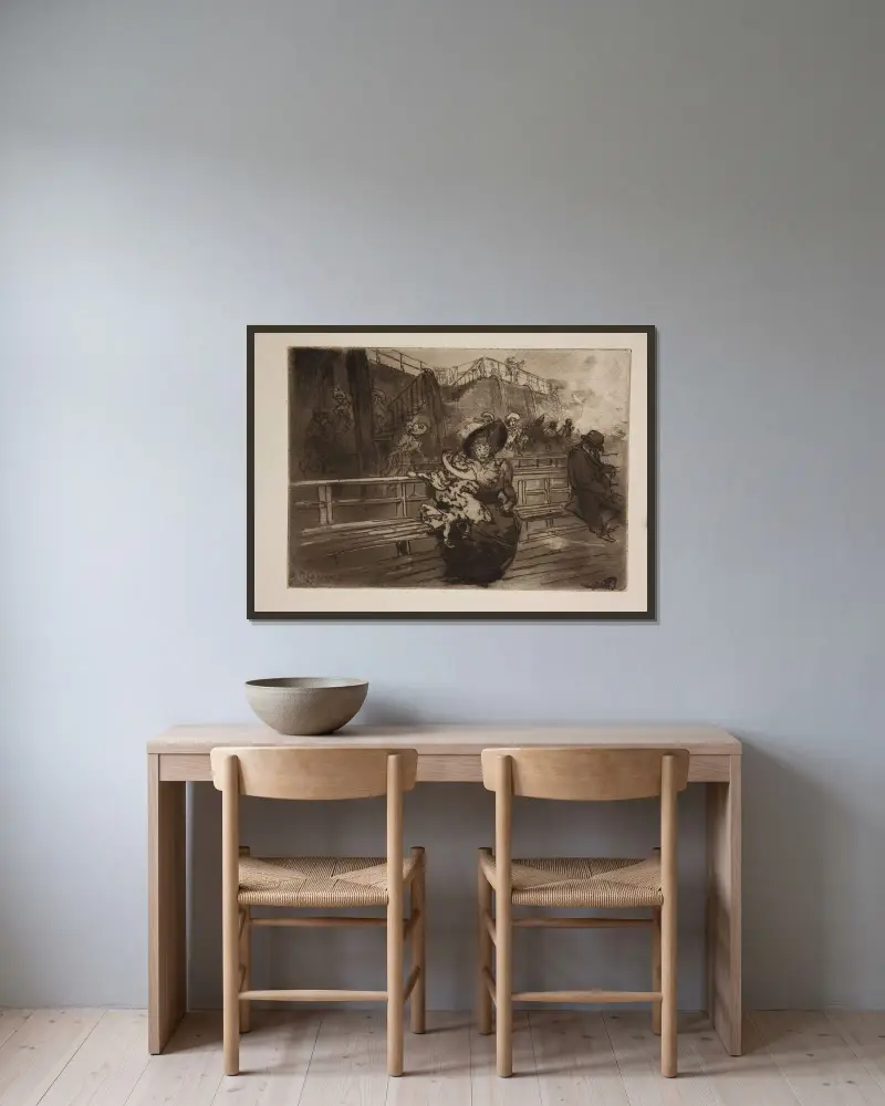 Avresa till Greenwich av Auguste Louis Lepère inramad på en vägg