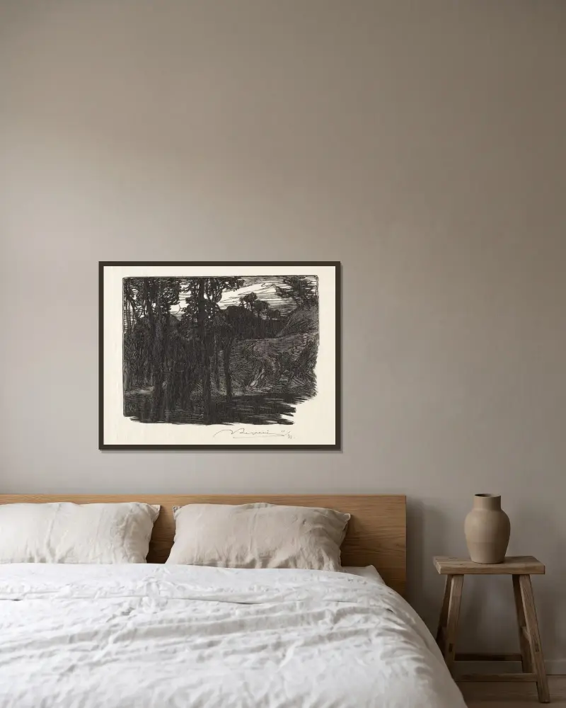 Abend von Auguste Louis Lepère gerahmt an einer Wand