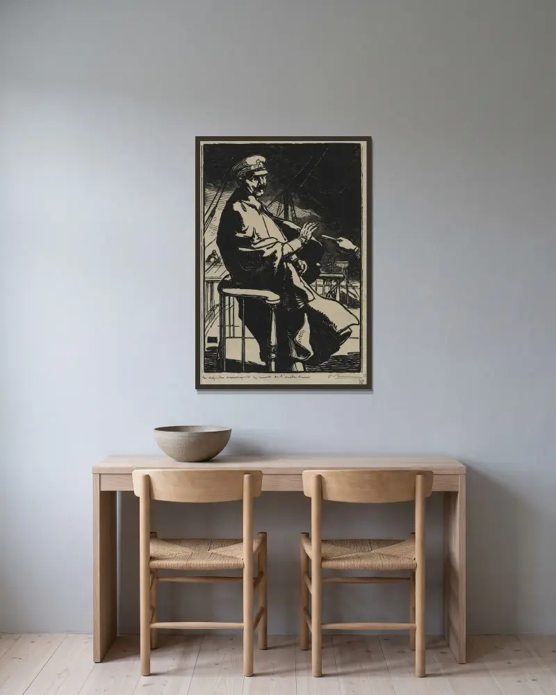 Dépêchen som tillkännager mordet på ärkehertigen av Auguste Louis Lepère inramad på en vägg