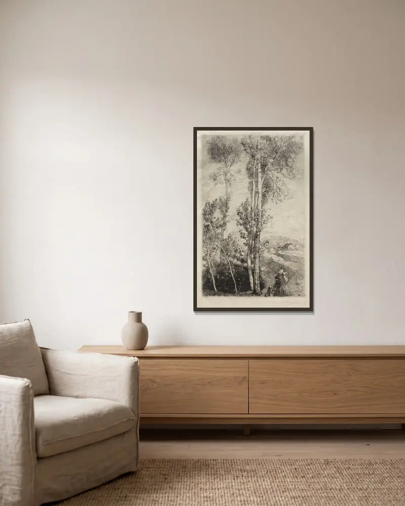 Der kleine Teich von Auguste Louis Lepère gerahmt an einer Wand
