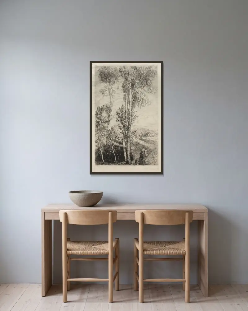 Der kleine Teich von Auguste Louis Lepère gerahmt an einer Wand