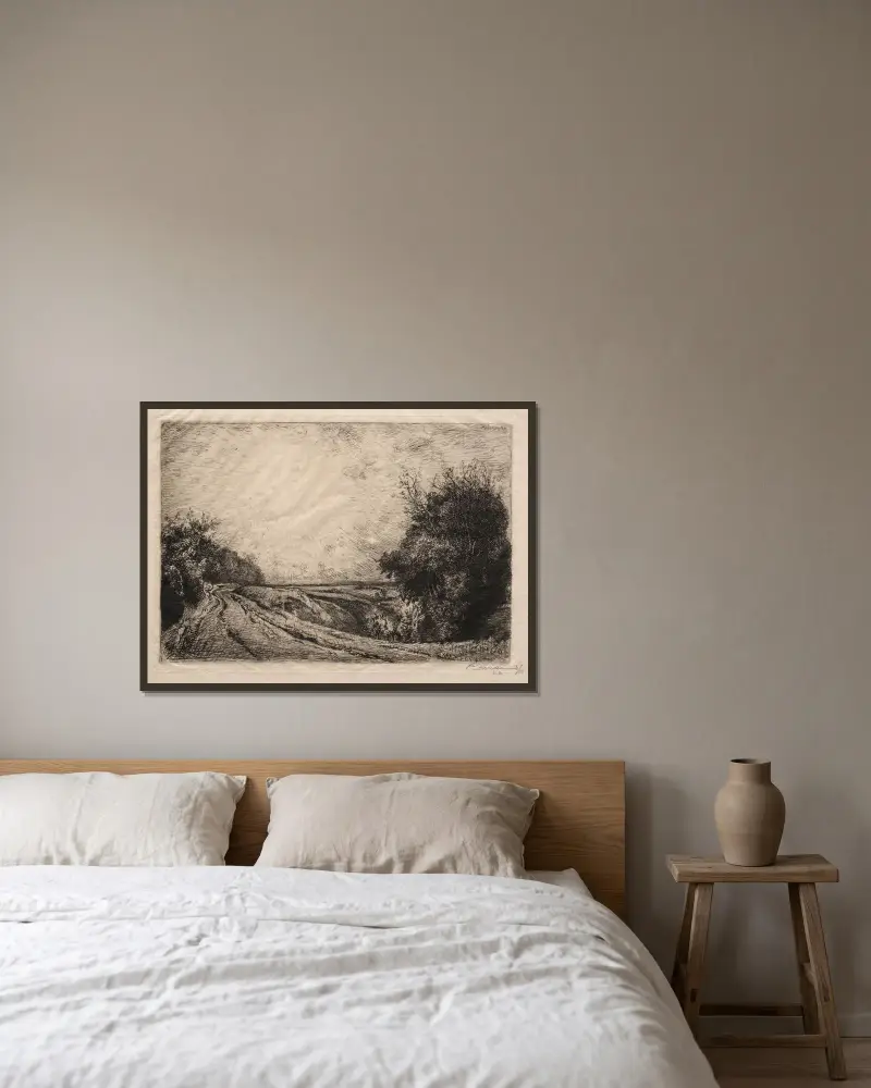 Vägen till La Houssoye av Auguste Louis Lepère inramad på en vägg