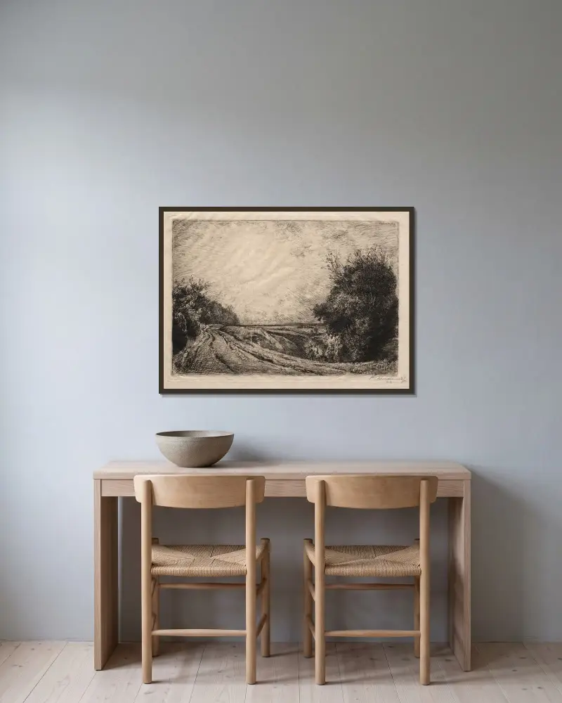 Vägen till La Houssoye av Auguste Louis Lepère inramad på en vägg