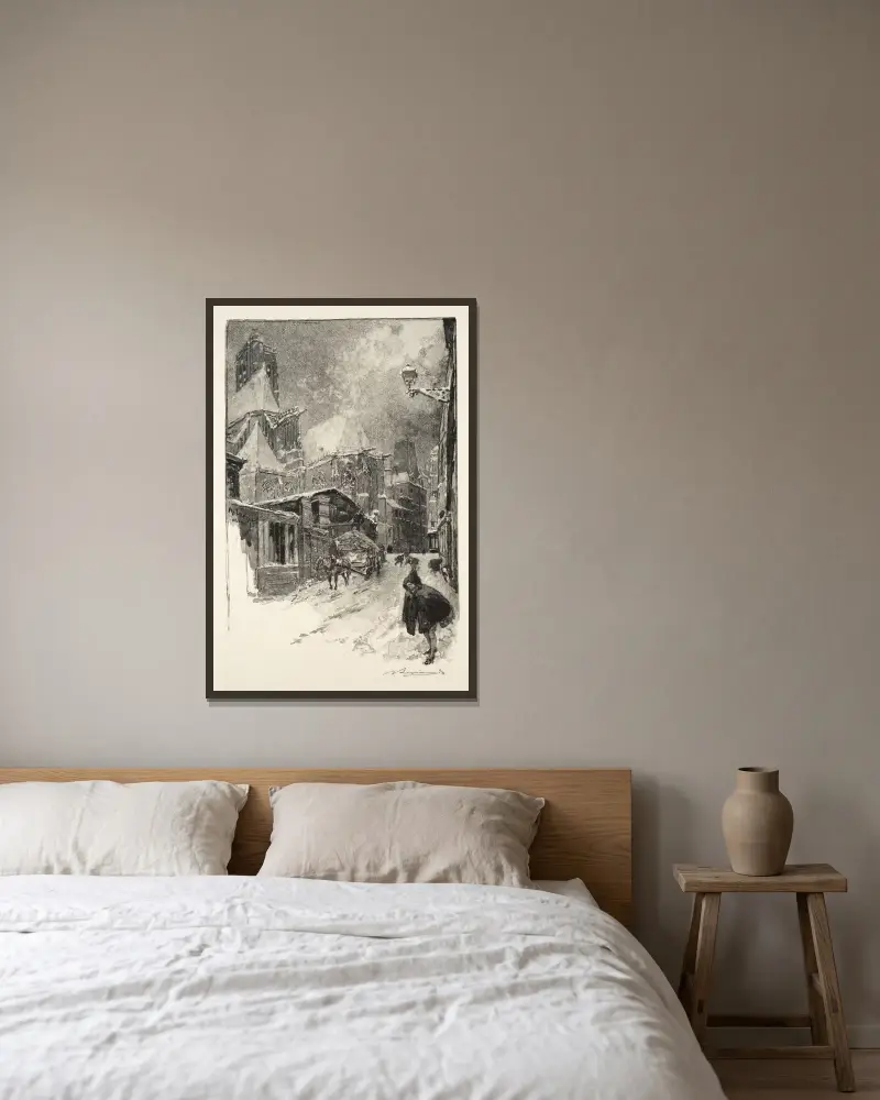 Rue des Barres av Auguste Louis Lepère inramad på en vägg