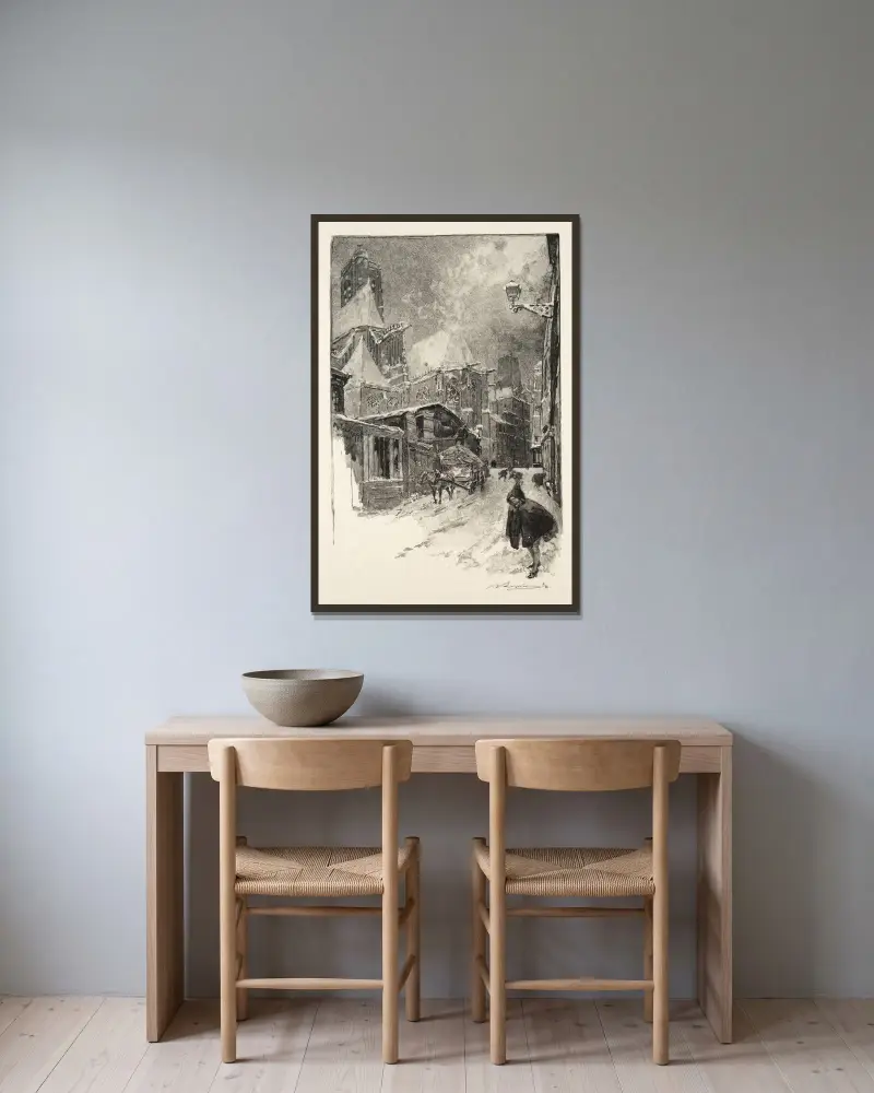 Rue des Barres av Auguste Louis Lepère inramad på en vägg