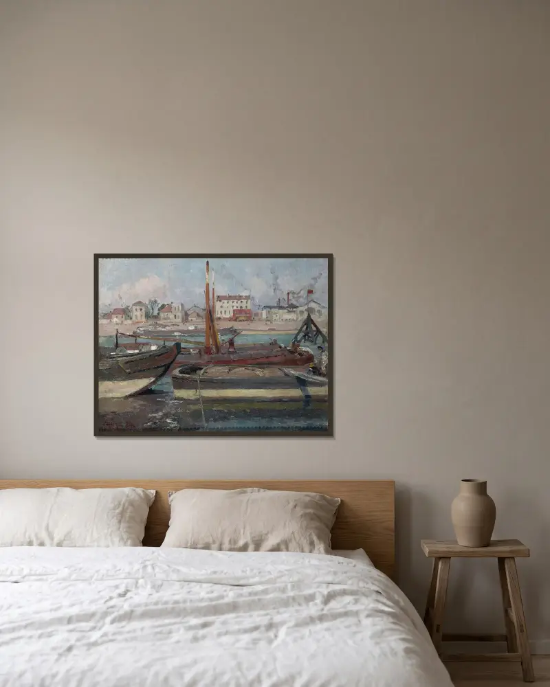 Seine vid quai de la Rapée av Auguste Louis Lepère inramad på en vägg