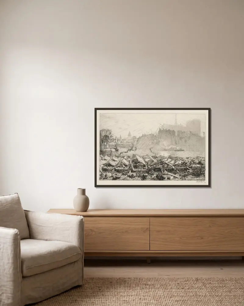 Der große Apfelmarkt von Auguste Louis Lepère gerahmt an einer Wand