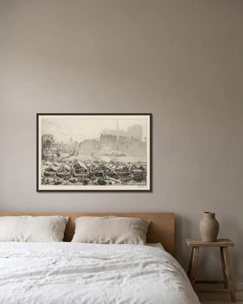Der große Apfelmarkt von Auguste Louis Lepère gerahmt an einer Wand