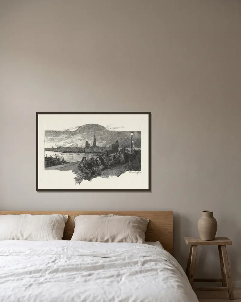 Stenbron av Auguste Louis Lepère inramad på en vägg