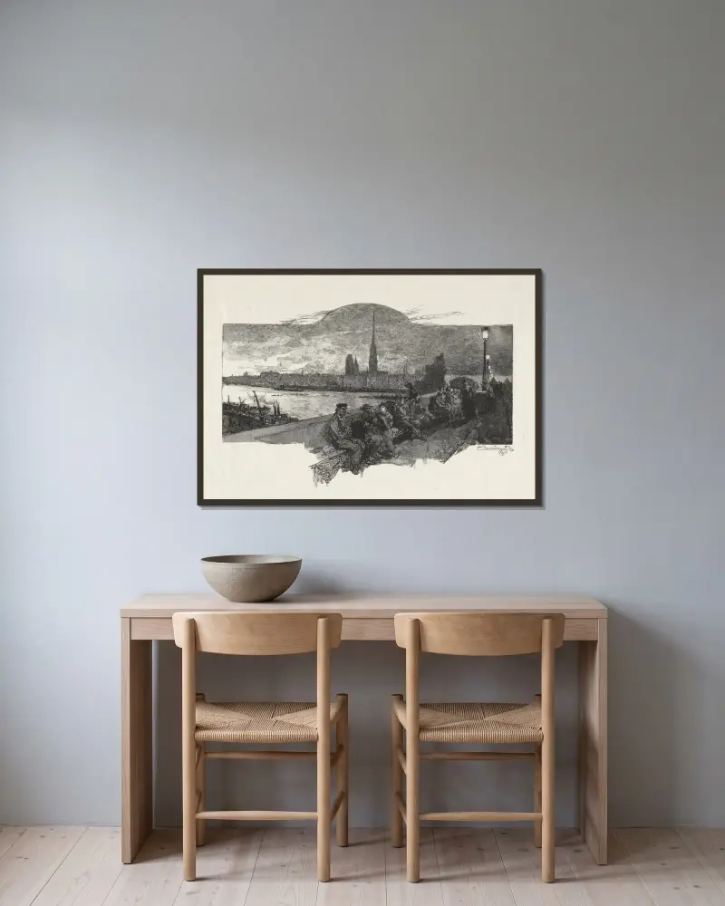 Stenbron av Auguste Louis Lepère inramad på en vägg