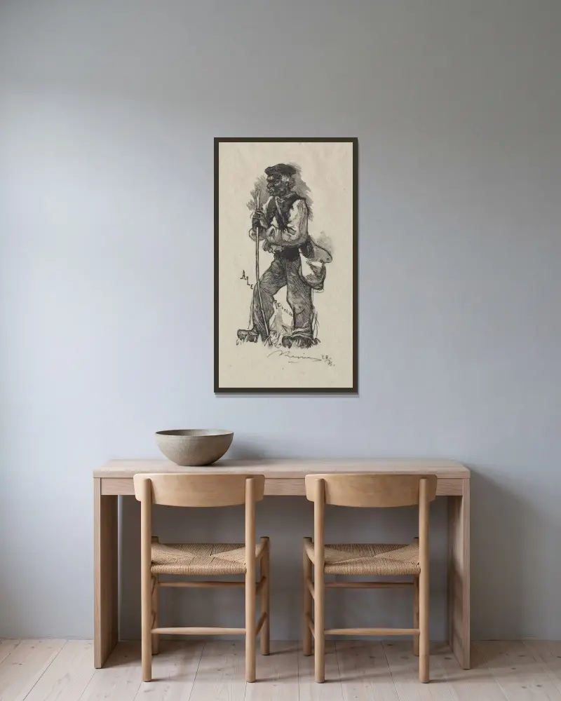 Ormtämjaren av Auguste Louis Lepère inramad på en vägg