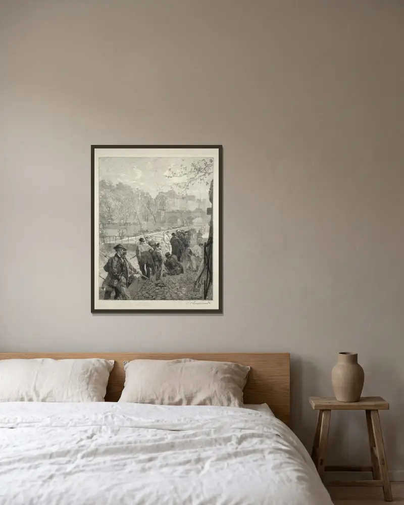 Myntningsslussen av Auguste Louis Lepère inramad på en vägg