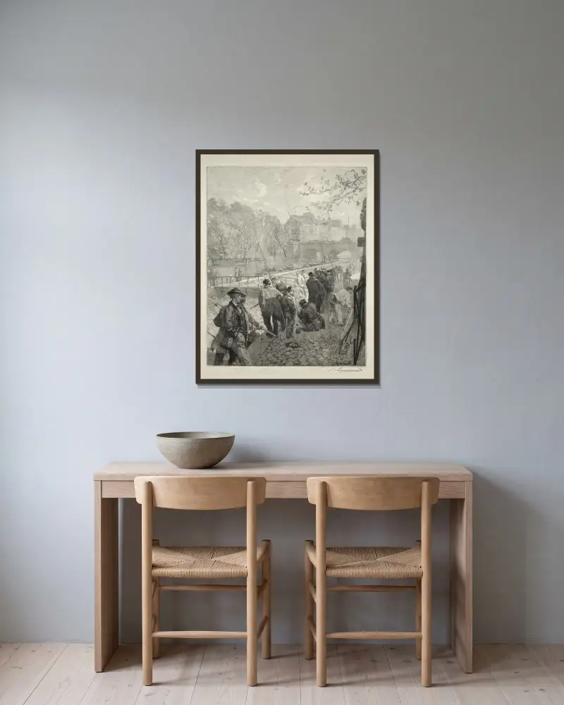 Myntningsslussen av Auguste Louis Lepère inramad på en vägg