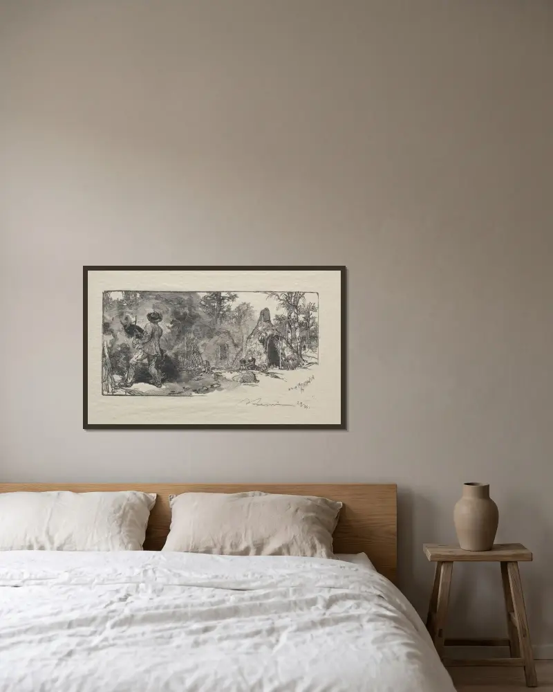 Kolaren av Auguste Louis Lepère inramad på en vägg