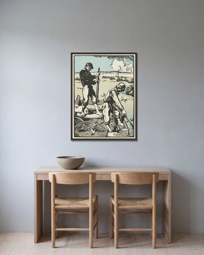 Havsvargar (Räkfiskare) av Auguste Louis Lepère inramad på en vägg