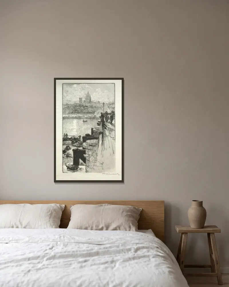 Montagne Sainte-Geneviève av Auguste Louis Lepère inramad på en vägg