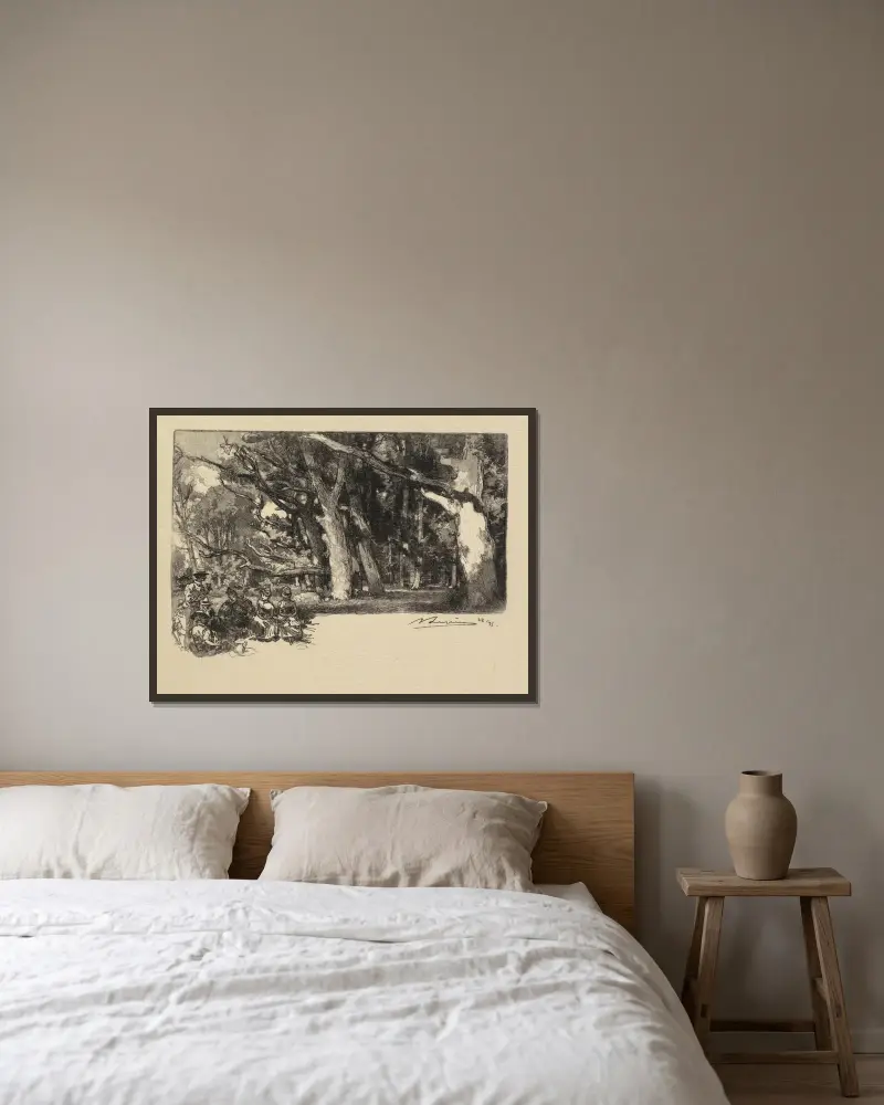 Mittag unter den Bäumen von Auguste Louis Lepère gerahmt an einer Wand