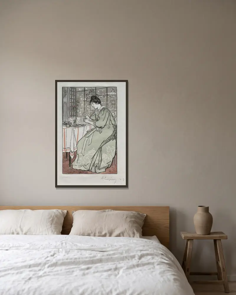 Paris Almanacka, 1897; Vinter av Auguste Louis Lepère inramad på en vägg