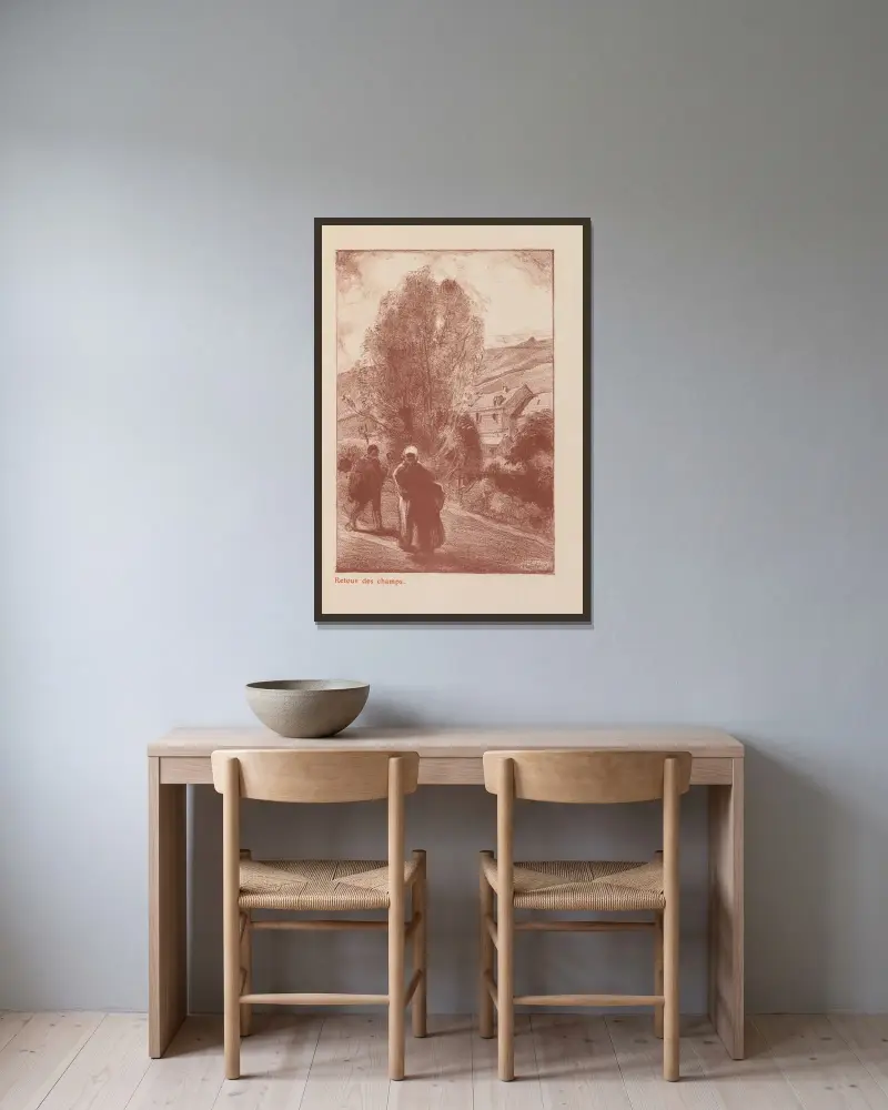 Återvändande från fälten av Auguste Louis Lepère inramad på en vägg