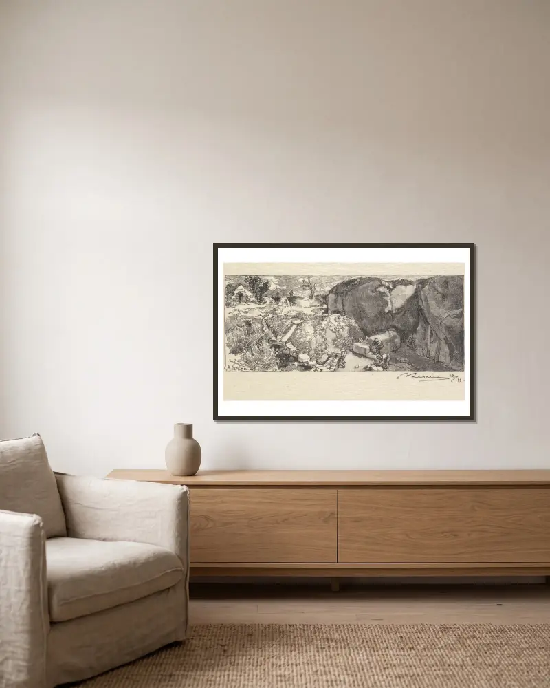 Sandsteinbruch von Auguste Louis Lepère gerahmt an einer Wand