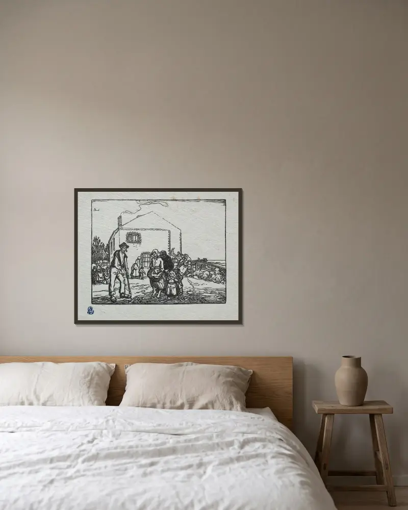 Tiggarna vid det sista huset av Auguste Louis Lepère inramad på en vägg