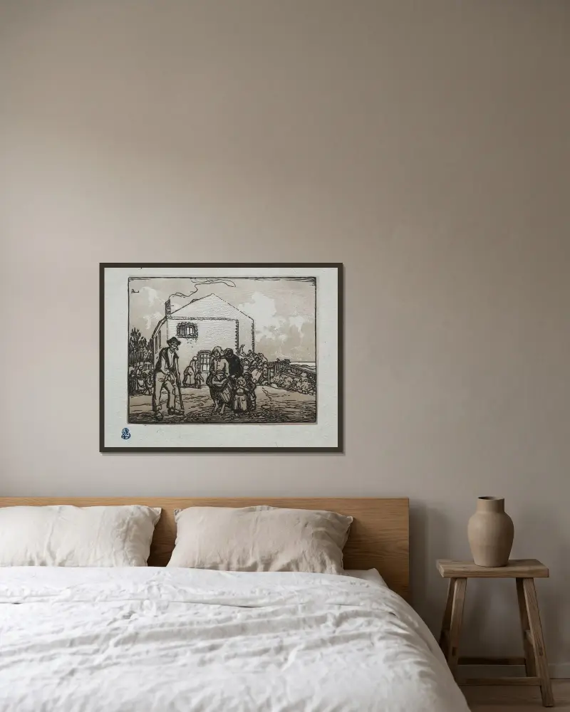 Tiggarna vid det sista huset av Auguste Louis Lepère inramad på en vägg