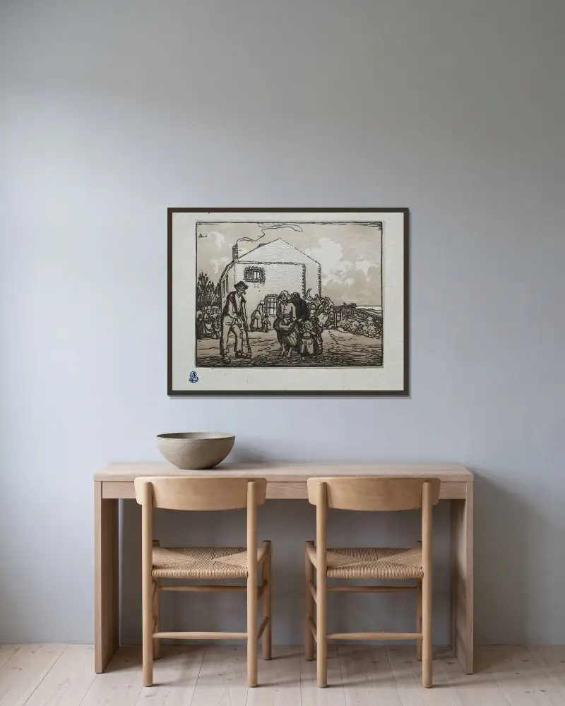 Tiggarna vid det sista huset av Auguste Louis Lepère inramad på en vägg