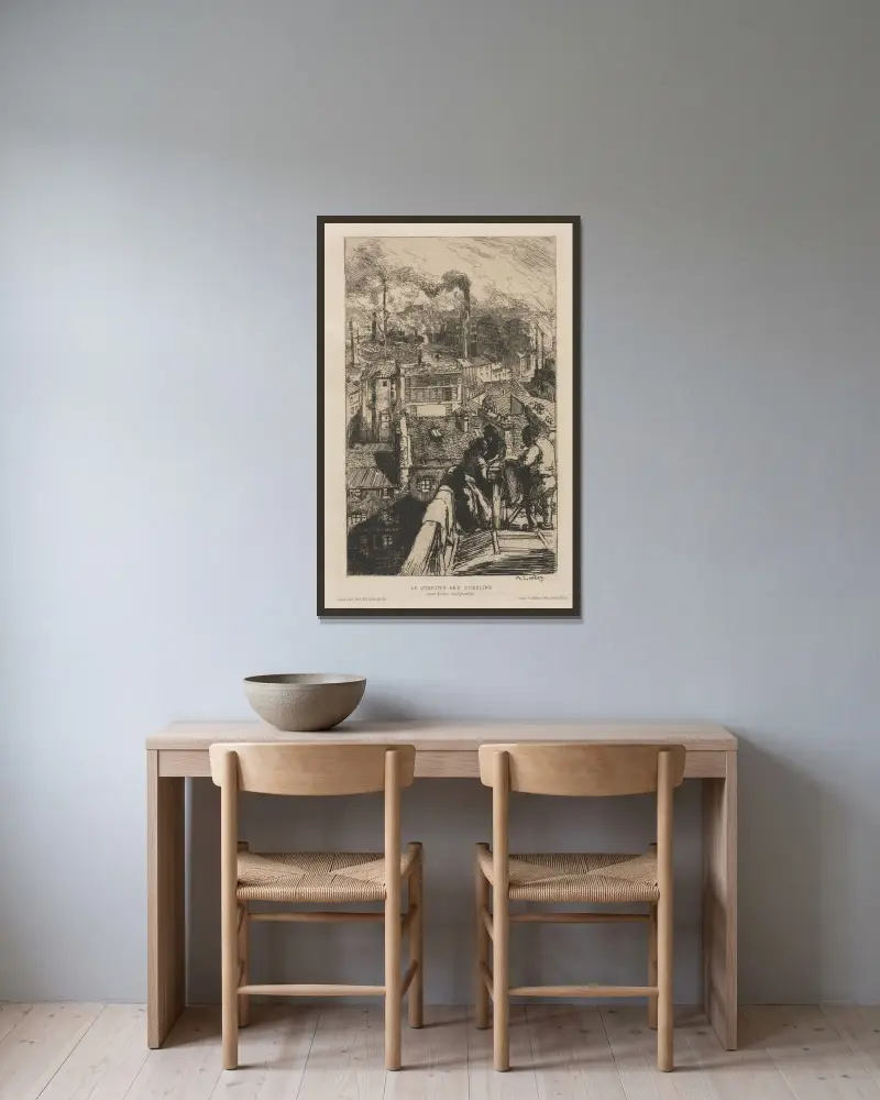 Gobelinkvarteret av Auguste Louis Lepère inramad på en vägg