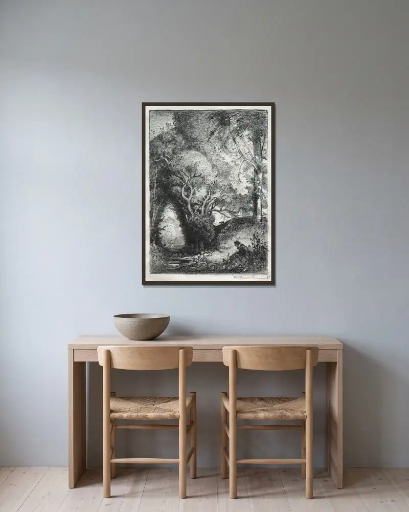 Ravinen i juni av Auguste Louis Lepère inramad på en vägg