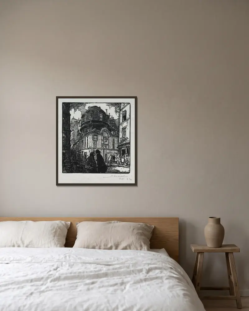 Vy över Hôtel Colbert av Auguste Louis Lepère inramad på en vägg