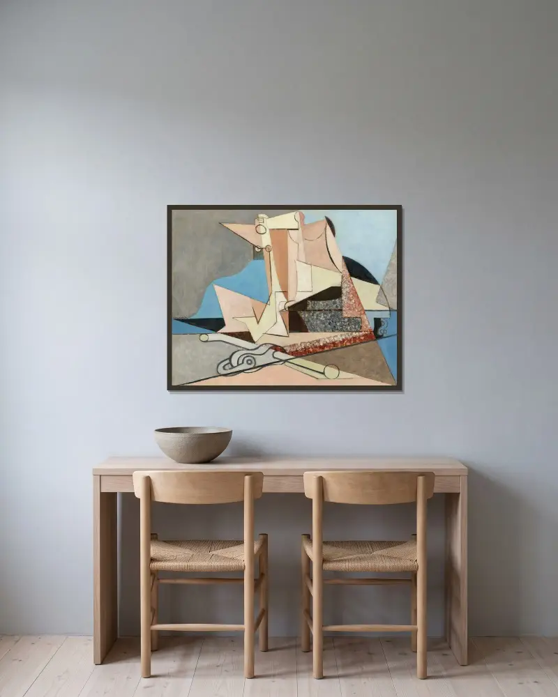 Postacie i kotwica morska, Louis Marcoussis w ramie na ścianie