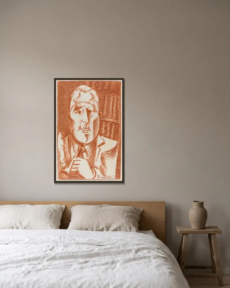 Guillaume Apollinaire av Louis Marcoussis inramad på en vägg